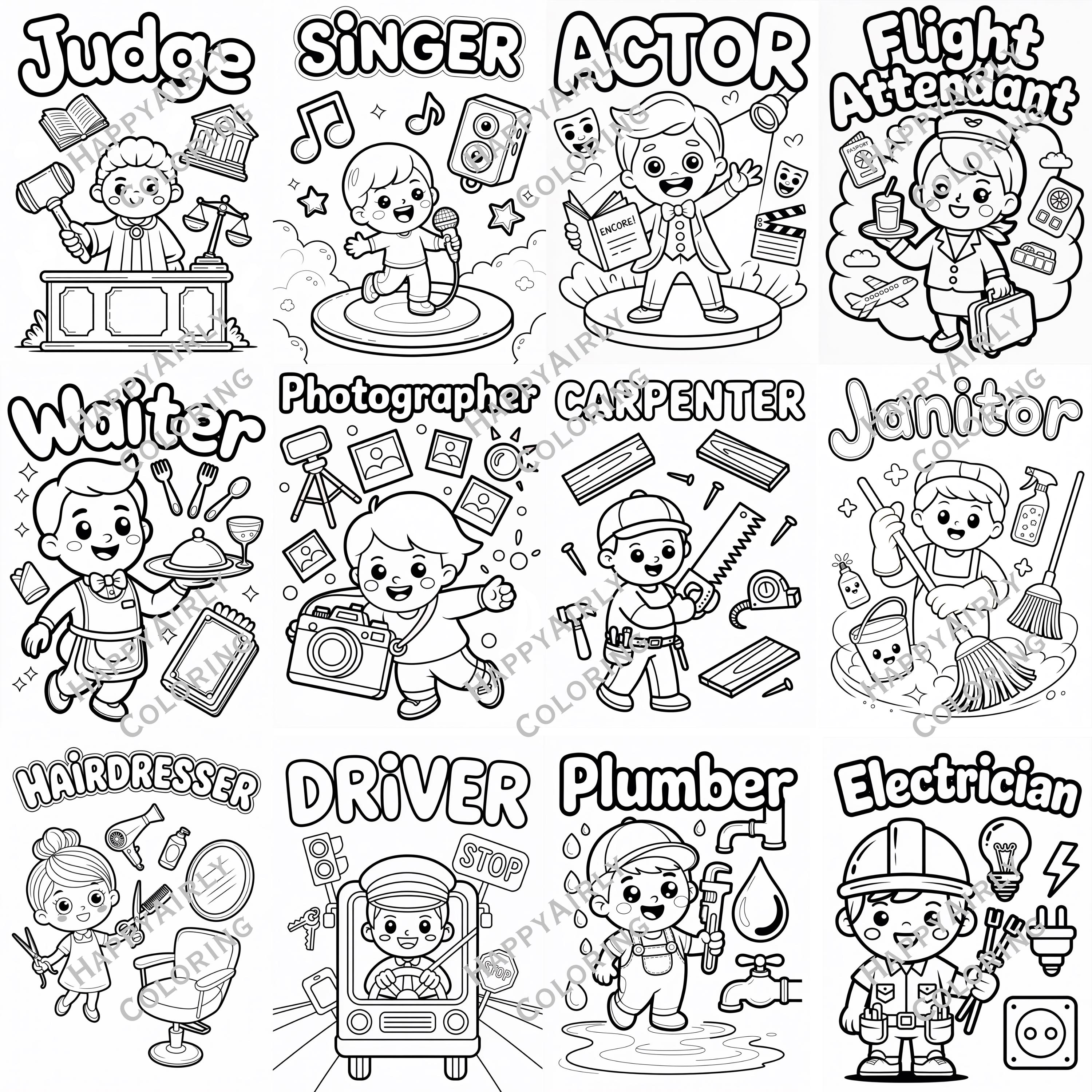 Occupation Coloring Book for Kids: 45 Jobs Activity Pages (PDF Download ...