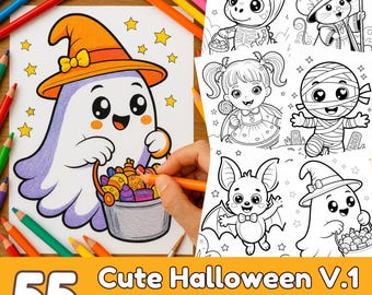 Halloween Coloring Pages for Kids & Adults | Cute Ghosts, Pumpkins, Witches and Spooky Fun | Printable Halloween Activity Book