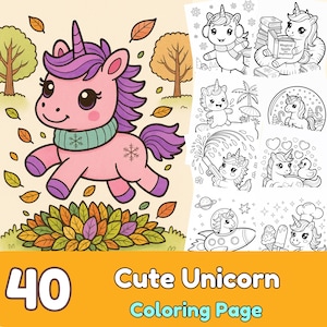 Unicorn Coloring Pages | Unicorn in Fantasy Worlds Coloring Pages | 40 Magical Unicorn Scenes for Kids & Adults | Printable and PDF Download