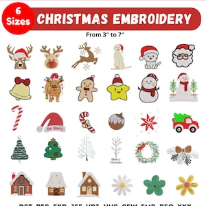 Christmas Embroidery Designs - 30 Set Chrismtas Machine Embroidery - Cute Xmas Designs Bundle - Instant Download - 6 Sizes - Pes Dst Files