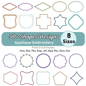 Shapes Embroidery Designs Applique - Frames Shapes Bundle - Machine Embroidery - 8 Sizes - Digital Download - Heart Circle Triangle