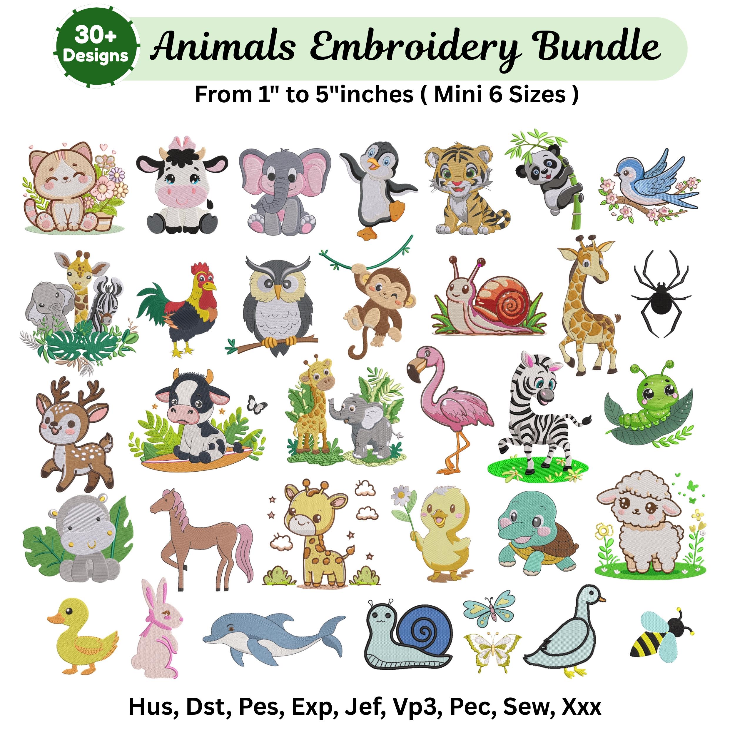 Safari Animals Embroidery Design - Cute Baby Jungle Animals Machine ...