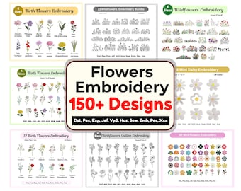Mega Flowers Embroidery Bundle - 150+ Floral Designs Pattern - Machine Embroidery Files - Instant Download - Pes Dst Exp Vp3 Jef Pec Files