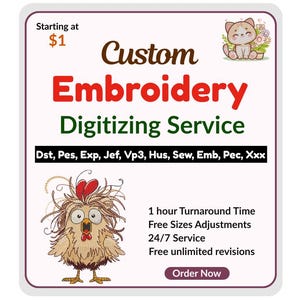 Custom Embroidery Digitizing Service - Logo & Image - Quick Service - Photo to Embroidery