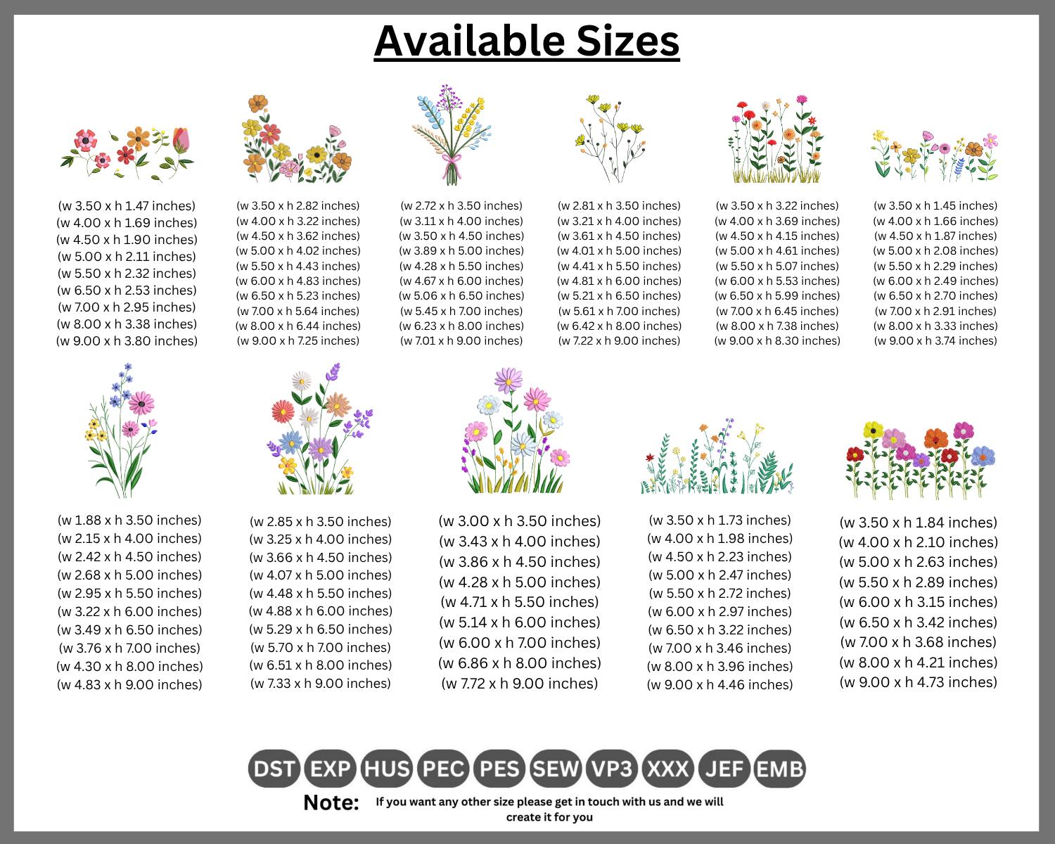 Wildflowers Meadow Embroidery Designs , 21 Cottagecore Floral Bundle ...