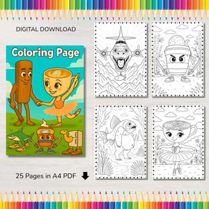 25 Pages / Brainrot Coloring Pages / PDF File/ Digital Download/ A4 Size/ Kids Coloring Activity/ Coloring Pages/ Brainrot Coloring Sheets