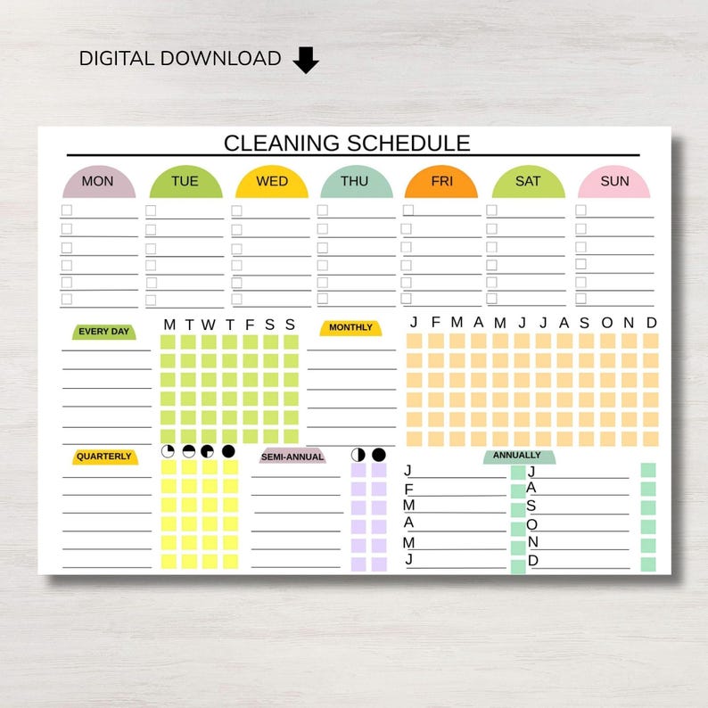 Cleaning Schedule Checklist ADHD Cleaning Planner Household Family Kids ...