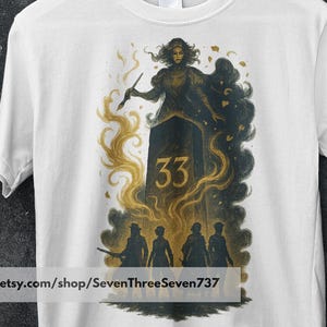 Clair Obscur Expedition 33 Dark Fantasy Tee - Gothic RPG T-Shirt, Warrior Shirt, Mysterious Game Merch, Gamer Shirt, Dark Art Clothing, Gift