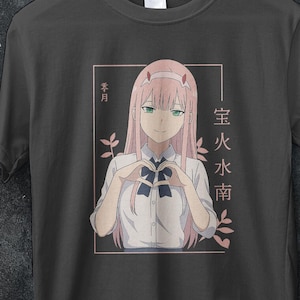 Zero Two Darling in the Franxx Love Heart T-Shirt - Cute Anime Girl Tee - Aesthetic Shirt - Otaku Kawaii Streetwear Gift for Her Him - Waifu