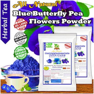 Pure Blue Butterfly Pea Flower Powder | Natural Herbal Tea | Organic Blue Tea | Clitoria ternatea | Blue Butterfly Pea Tea Caffeine Free