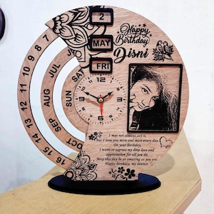 Personalized Engraved Photo Clock_Custom Birthday Gift_PERSONALIZED WEDDING GIFT_Customized  Clock_Engraved Photo Clock_Anniversary Gift