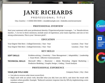 ATS Resume Template: Professional Design for Google Docs, Word & Canva