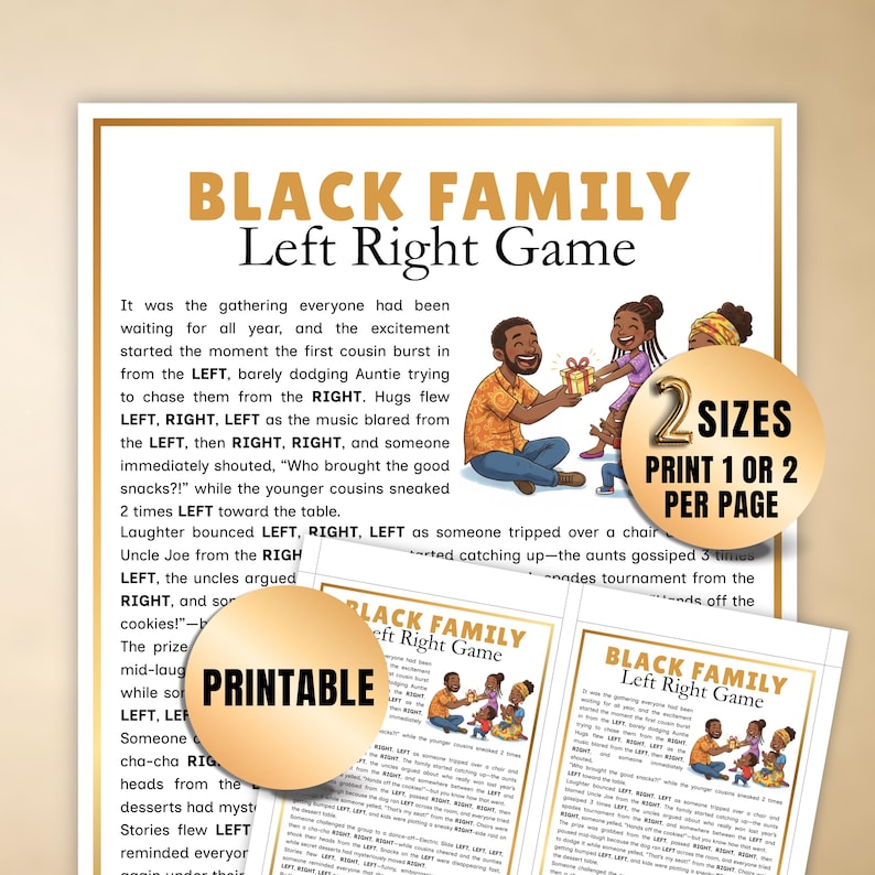 Printable right and left game for kids and adults