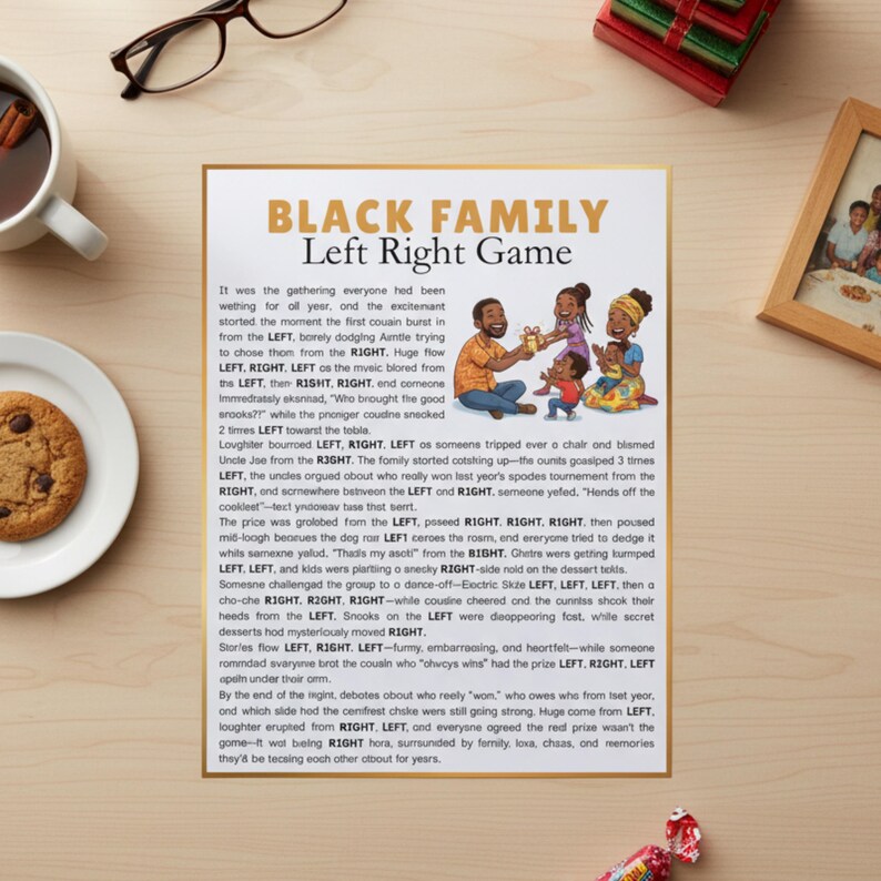 Left right game for black families with 2 page sizes