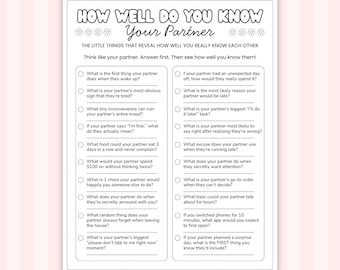 How Well Do You Know Your Partner Game Fun Wedding Trivia Anniversary Icebreaker Question Newlywed Couple Quiz Printable Date Night Activity