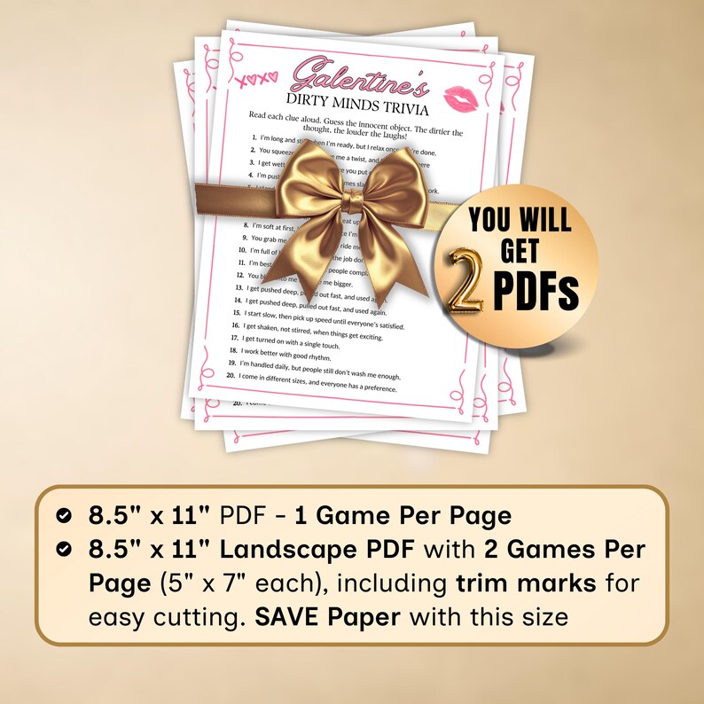 Family trivia and group games combined in one printable