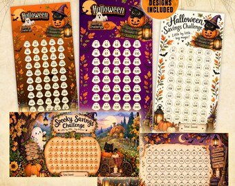 Halloween Savings Challenge Bundle, Cash Stuffing Printable, Budget Tracker, Spooky A6 Cute Design Set, Money Saving PDF Download For Kids