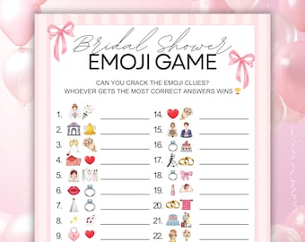 Bridal Shower Emoji Pictionary Game | Engagement Party Games | Bachelorette Party Fun | Printable Couples Shower Games, Wedding Emoji Trivia
