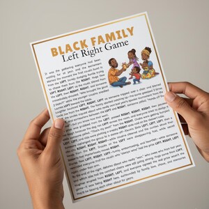 High-quality black family left right game for printing
