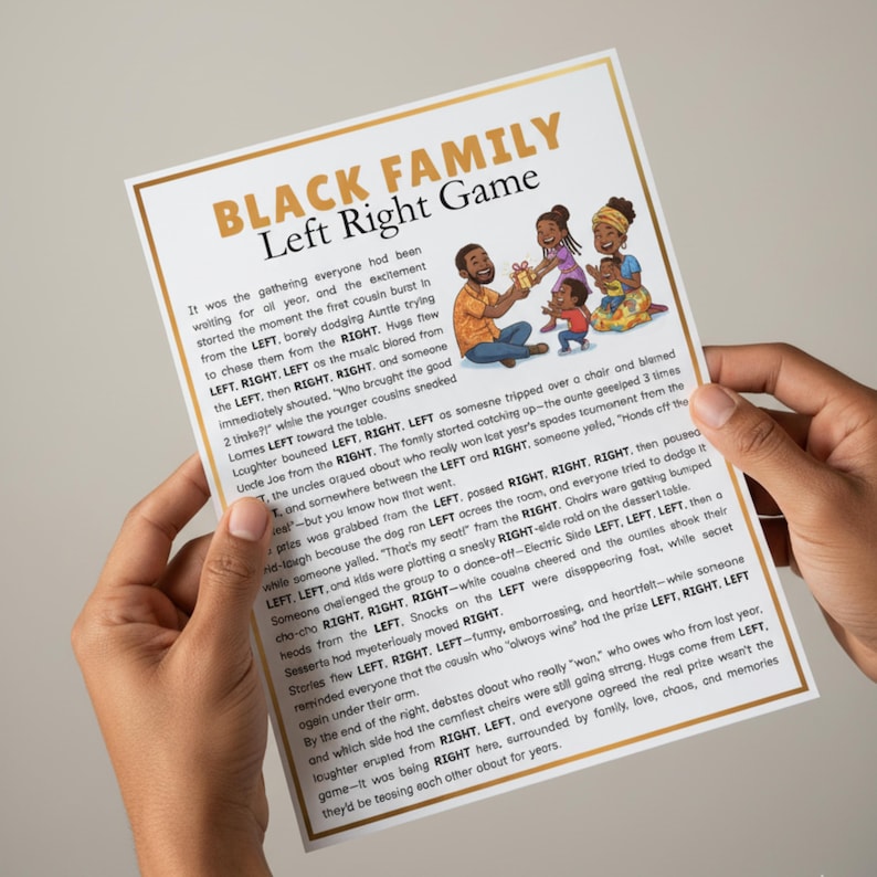High-quality black family left right game for printing