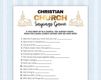Christian Sayings Game, Fun Bible Trivia, Church Family Reunion Activities, Women's Ministry Team Building, Adult Kids & Teen Quiz Printable