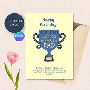 Carte de joyeux anniversaire papa imprimable vintage carte modifiable pour papa kit de carte de voeux rétro personnalisée avec paquet d'étiquettes-cadeaux numériques
