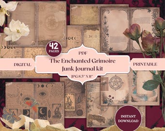 Printable Witch Journal Kit: Gothic Grimoire Ephemera (Digital Download, PDF/JPG Files)