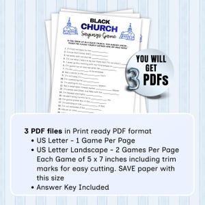 Adult Bible Game printable featuring black church sayings, perfect for church icebreaker games, womens ministry, and family-friendly Bible trivia activities.
