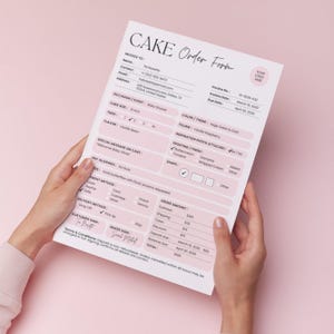 Bakery order form printable template styled with modern typography, editable customer information fields, and clean invoice layout.