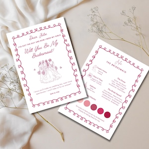 Bridesmaid Proposal Card Template, Editable Will You Be My Bridesmaid Invite, Maid of Honor Info Card, Printable Bridal Party