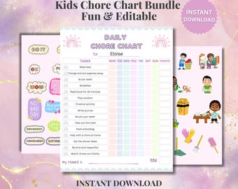 Tabla de tareas para niños editable: Lista diaria, rutina diaria (Descarga digital en PDF)