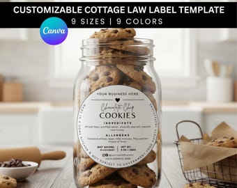 Plantilla de etiqueta de comida casera (PDF minimalista editable en Canva) para hornear, pegatinas de panadería personalizadas y hojas para empaquetar galletas y pan.