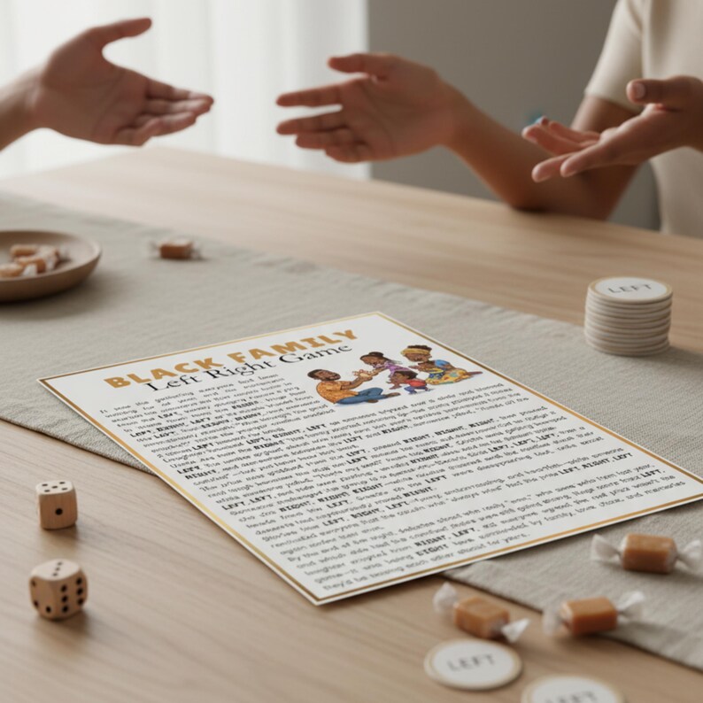 Digital download black family left right game PDF
