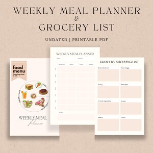 Minimale wekelijkse maaltijdplanner en boodschappenlijst (afdrukbare pdf)