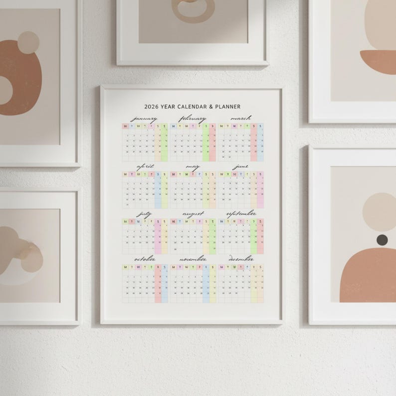 Year at a Glance 2026 Wall Calendar, Full Year Calendar Poster ...