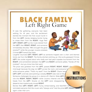 Black family left right game printable for family reunion fun