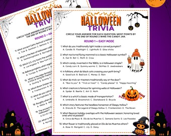 Halloween Trivia Game, Halloween Feud, Fun Family Holiday Party Night Activity Printable Quiz Question for Adults Teen Kids Classroom Office