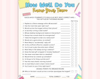 Team Building Games Bundle, How Well Do You Know Your Team, Employee Get to Know Quiz, Workplace Icebreaker, Printable Office Party Activity