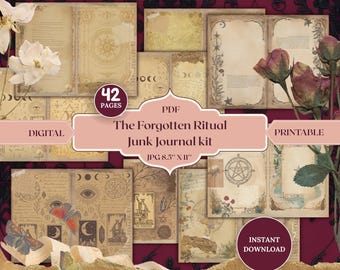 Kit de diario gótico vintage: Efímeras victorianas, grimorio de brujas (descarga digital)