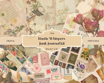 Kit de diario basura de otoño: Efímeras vintage, páginas florales (descarga digital)