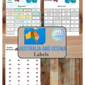 Landen in Australië en Oceanië: geografielabels voor montessori-puzzelkaarten |  Afdrukbare taal | Kleuterschool, Kleuterschool, Basisschool