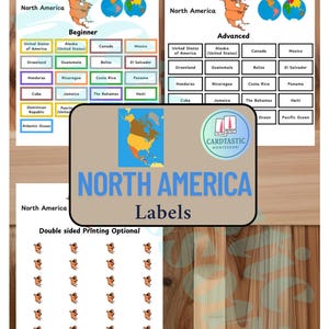 Landen in Noord-Amerika en oceanen: geografielabels voor montessori-puzzelkaarten |  Afdrukbare taal | Kleuterschool, Kleuterschool, Basisschool