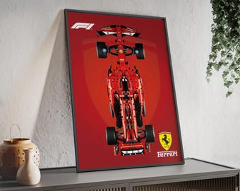 Ferrari SF-24 F1 | Digitale muurdecoratie | Compatibel met LEGO Technic 42207 | Formule 1 poster | Racedecoratie print