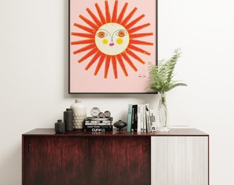 Sun Face 1  Mid Century Modern Illustration