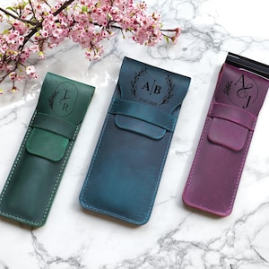 Custom Leather Pencil Case - Hand Stitched Personalized Pencil Case - Premium Pencil Case - Unique Father's Day Gift