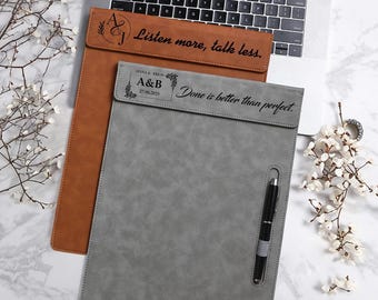 Personalized Leather Writing Pad – Executive Padfolio – Handcrafted Luxury Clipboard with Pen Holder – Premium Business Gift