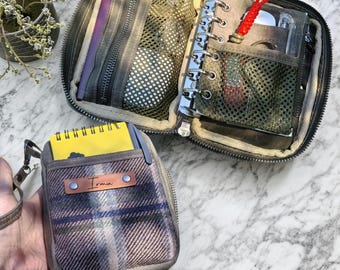 Personalized Handmade Canvas Zipper Pouch, A7 Refillable Binder Notebook, Journal Planner, Custom Organizer Bag