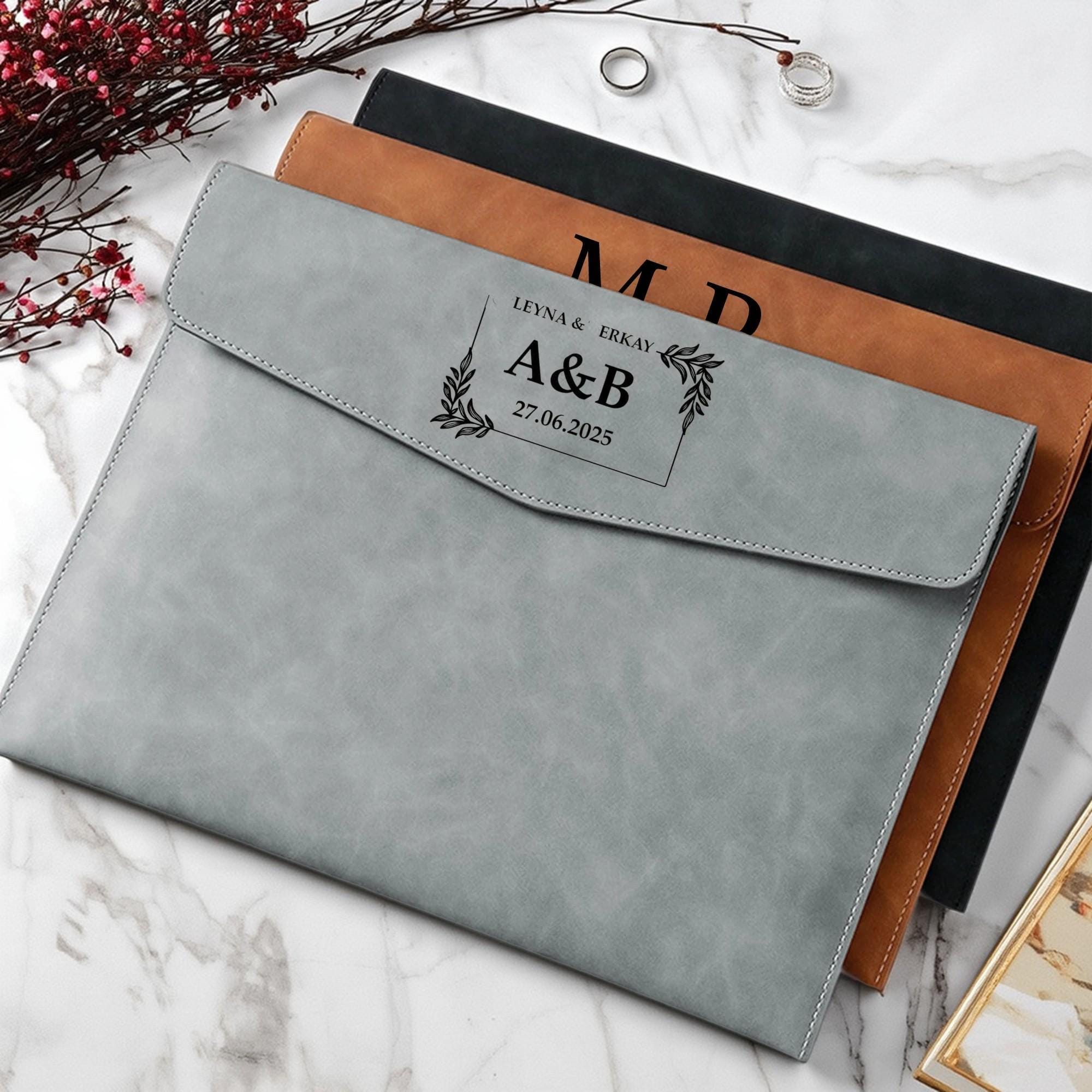 Personalized Leather Document Holder - Custom Name A4 File Folder - Executive Office Organizer - Perfect Father's Day Gift for Dad
