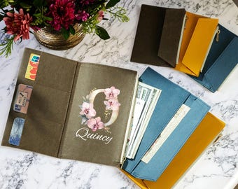 Travel Journal Insert Zipper Pocket Cardholder, Passport Size TN Standard Organizer for Travel Planners and Notebook Accessories Travel Gift