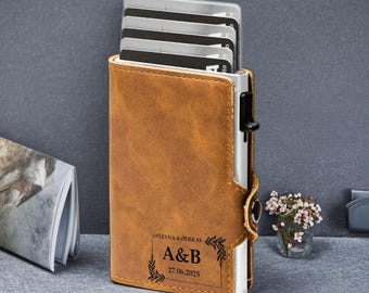 Personalized Leather Wallet for Men – Custom Slim Wallet, Perfect Gift for Husband, Dad, Boyfriend, or Son | Birthday, Anniversary, Holiday